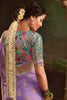 Lovable Lavender Zari Weaving Silk Engagement Wear Saree With Blouse