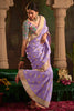 Lovable Lavender Zari Weaving Silk Engagement Wear Saree With Blouse