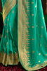 Wonderful Teal Green Zari Weaving Silk Event Wear Saree With Blouse