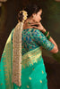 Wonderful Teal Green Zari Weaving Silk Event Wear Saree With Blouse