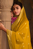 Striking Mustard Color Zari Weaving Silk Haldi Wear Saree With Blouse