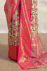 Captivating Pink Floral Printed Silk Engagement Wear Saree With Blouse