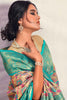 Dazzling Turquoise Blue Floral Printed Silk Event Wear Saree