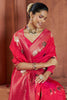 Fabulous Pink Color Zari Weaving Banarasi Silk Festival Wear Saree