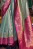 Alluring Green Handwoven Tissue Silk Function Wear Saree With Blouse