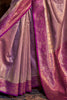 Beautiful Mauve Handwoven Tissue Silk Function Wear Saree With Blouse