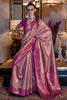 Beautiful Mauve Handwoven Tissue Silk Function Wear Saree With Blouse