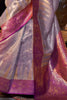 Lovely Lavender Handwoven Tissue Silk Event Wear Saree With Blouse