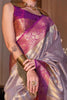 Lovely Lavender Handwoven Tissue Silk Event Wear Saree With Blouse