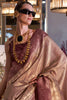 Desirable Brown Handwoven Tissue Silk Festival Wear Saree With Blouse