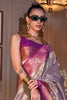 Lovely Lavender Handwoven Tissue Silk Event Wear Saree With Blouse