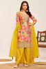 Alluring Mustard Yellow Embroidered Chinon Haldi Wear Palazzo Suit 