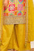 Alluring Mustard Yellow Embroidered Chinon Haldi Wear Palazzo Suit 