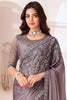 Attractive Dusty Purple Embroidered Georgette Party Wear Saree