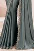 Fascinating Grey Heavy Embroidered Georgette Reception Wear Saree