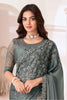 Fascinating Grey Heavy Embroidered Georgette Reception Wear Saree