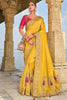 Surprising Yellow Heavy Embroidery Work Crepe Haldi Wear Saree