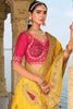 Surprising Yellow Heavy Embroidery Work Crepe Haldi Wear Saree