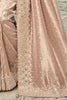 Lovable Rose Gold Mirror Work Kanjivaram Silk Bridal Wear Saree