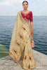 Ravishing Off-White Sequins Work Jacquard Engagement Wear Saree