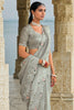 Marvelous Grey Heavy Embroidery Work Banarasi Silk Function Wear Saree