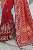 Surprising Red Moti Work Dola Silk Bridal Wear Saree With Blouse