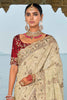 Astonishing Off-White Sequins Banarasi Silk Event Wear Saree