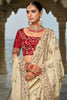 Astonishing Off-White Sequins Banarasi Silk Event Wear Saree