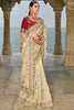 Astonishing Off-White Sequins Banarasi Silk Event Wear Saree