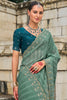 Bewitching Sea Green Cut Dana Work Tissue Silk Function Wear Saree