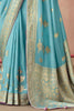 Astonishing Sky Blue Zari Weaving Silk Event Wear Saree With Blouse