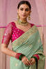 Stunning Seafoam Green Zari Weaving Silk Traditional Saree With Blouse