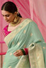 Stunning Seafoam Green Zari Weaving Silk Traditional Saree With Blouse