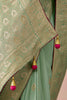 Stunning Seafoam Green Zari Weaving Silk Traditional Saree With Blouse