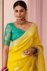 Delightful Yellow Zari Weaving Silk Haldi Wear Saree With Blouse