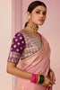 Precious Peach Zari Weaving Silk Wedding Wear Saree With Blouse