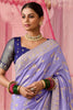 Marvelous Lavender Zari Weaving Silk Reception Wear Saree With Blouse