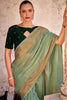 Ravishing Pista Green Weaving Tissue Silk Function Wear Saree