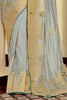 Incredible Grey Zari Weaving Silk Function Wear Saree With Blouse