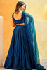 Stunning Teal Blue Thread Embroidered Wedding Lehenga Choli