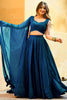 Stunning Teal Blue Thread Embroidered Wedding Lehenga Choli
