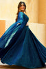 Stunning Teal Blue Thread Embroidered Wedding Lehenga Choli