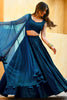 Stunning Teal Blue Thread Embroidered Wedding Lehenga Choli
