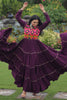 Gorgeous Purple Gamthi Work Rayon Navratri Wear Gown