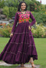 Gorgeous Purple Gamthi Work Rayon Navratri Wear Gown
