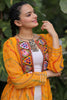 Wonderful Yellow Gamthi Work Georgette Traditional Long Shrug