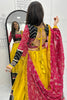 Captivating Yellow Thread Embroidered Cotton Navratri Lehenga Choli