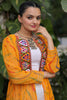 Wonderful Yellow Gamthi Work Georgette Traditional Long Shrug