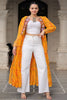 Wonderful Yellow Gamthi Work Georgette Traditional Long Shrug