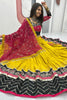 Captivating Yellow Thread Embroidered Cotton Navratri Lehenga Choli